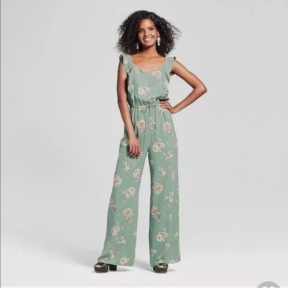 Sage Green Floral Jumpsuit